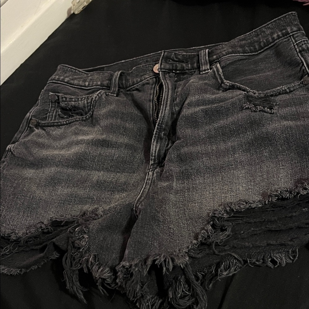 American Eagle Outfitters Dark Denim Frayed Shorts